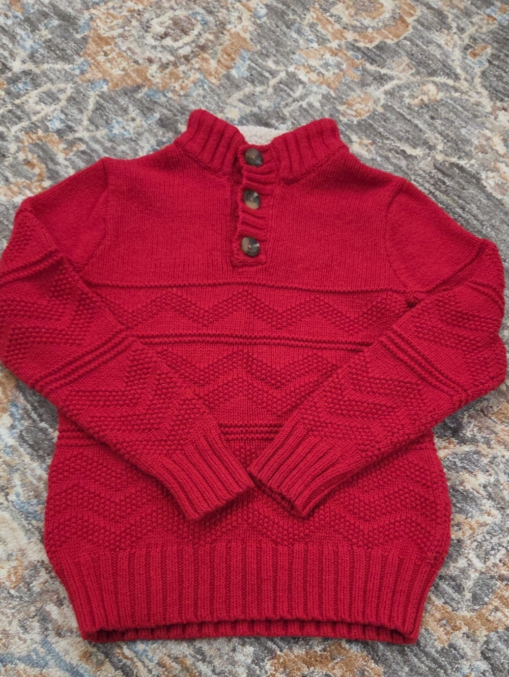 Cat & Jack Red Knit Sweater With Fleece Neck